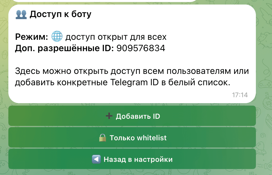 Whitelist access settings and the option to invite family members to view available parking spaces.
